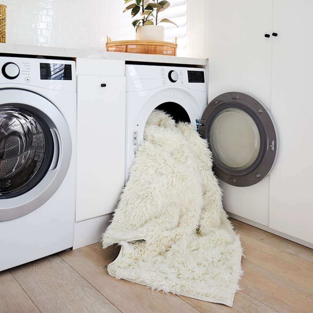 shag rug in a washing machine