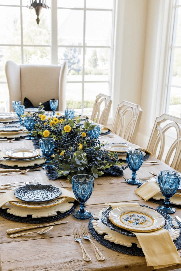 blue thanksgiving table decor blue thanksgiving table decor