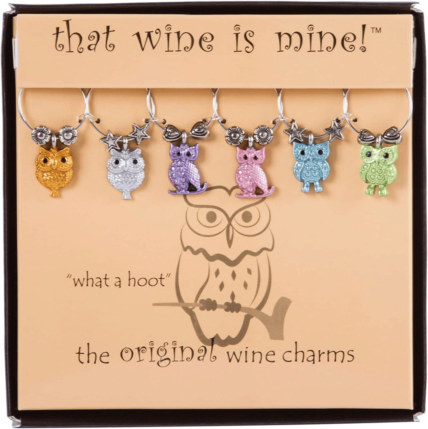 Owl-themed birthday party wine glass charms Owl-themed birthday party wine glass charms