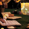 A well-decorated backyard movie night for outdoor entertaining