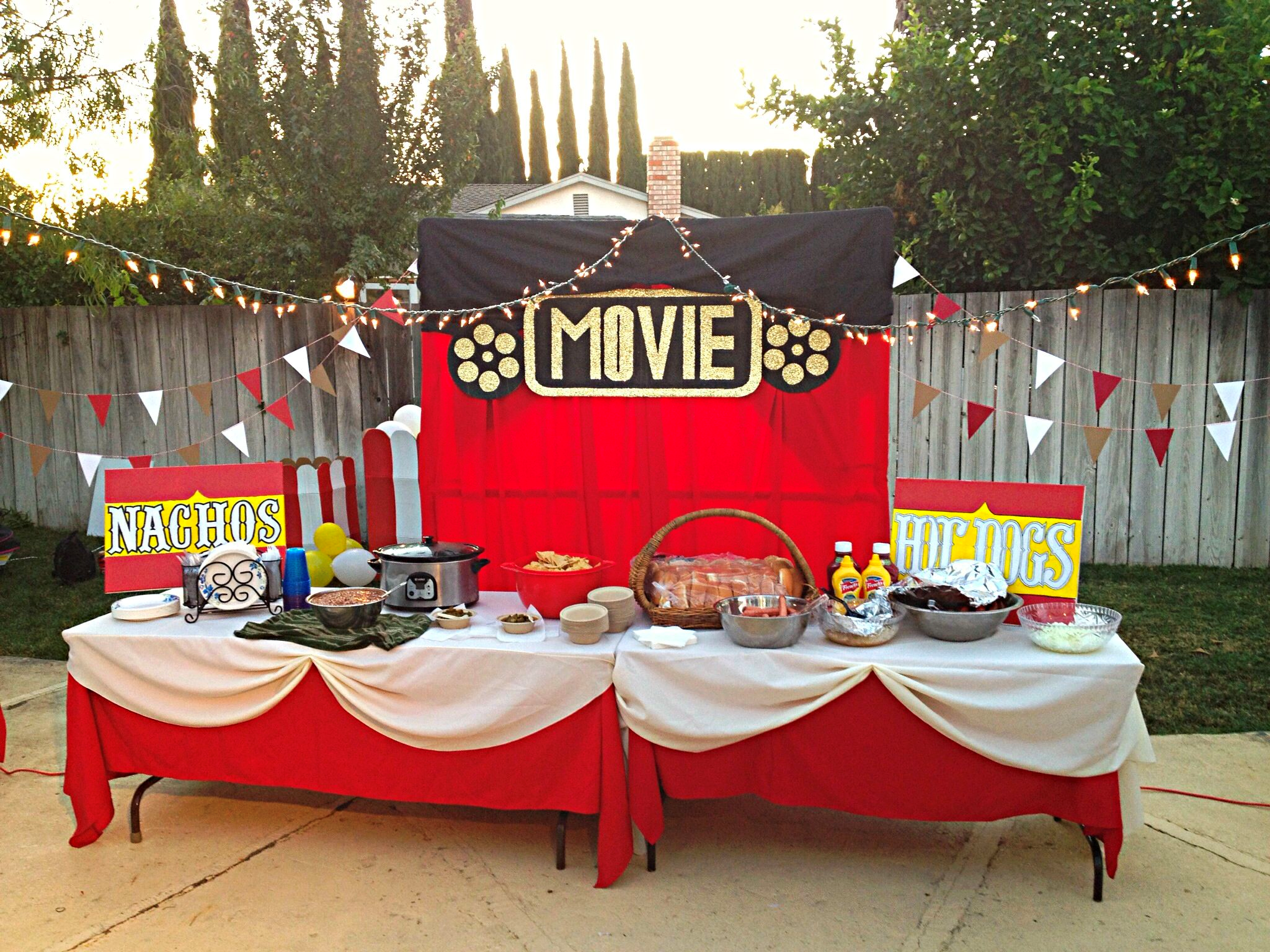 Backyard movie-themed night birthday party ideas