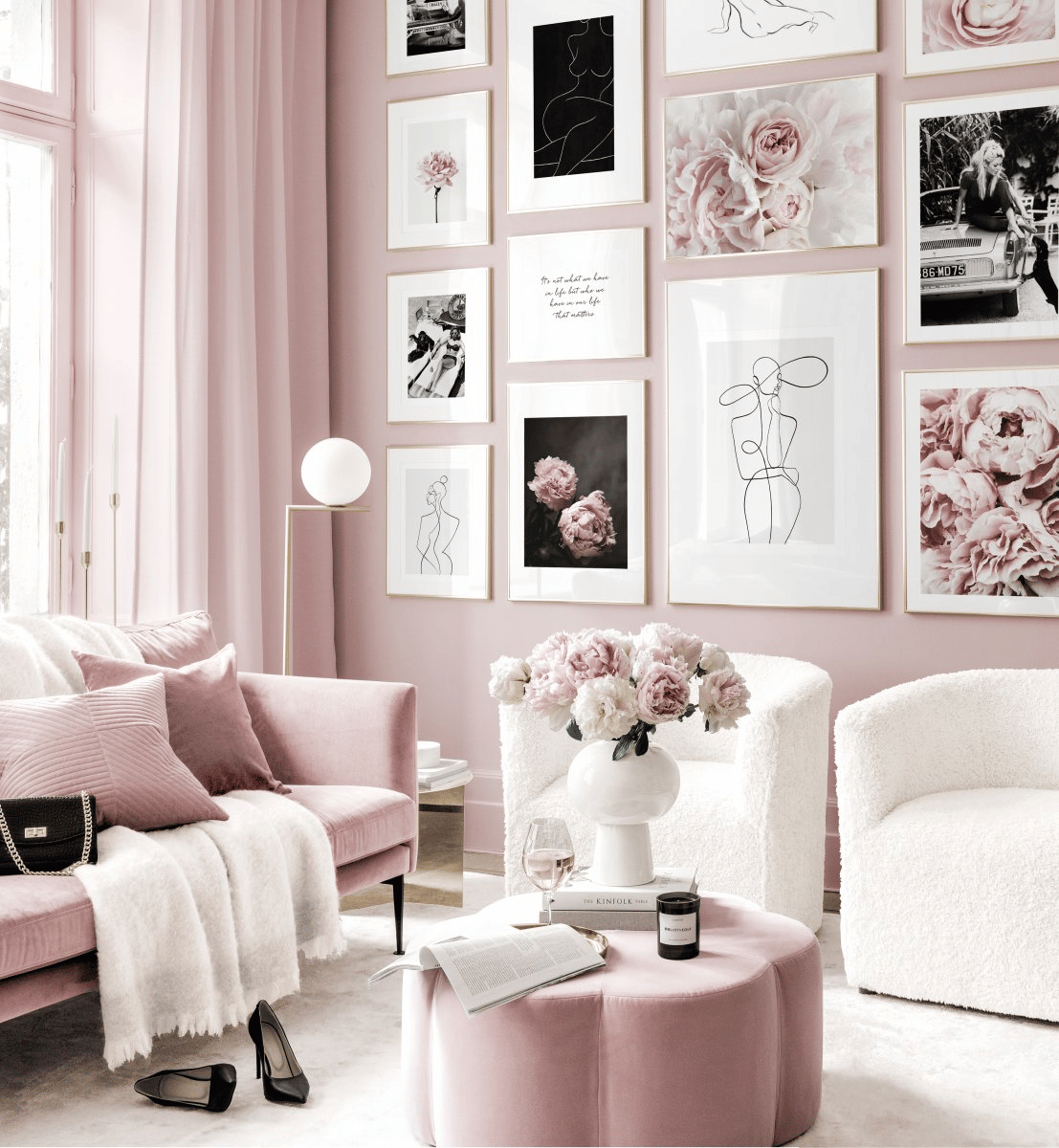 Alluring use of pink, white, and black decors in living spaces Alluring use of pink, white, and black decors in living spaces