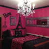 Bold black-and-pink bedroom for adults