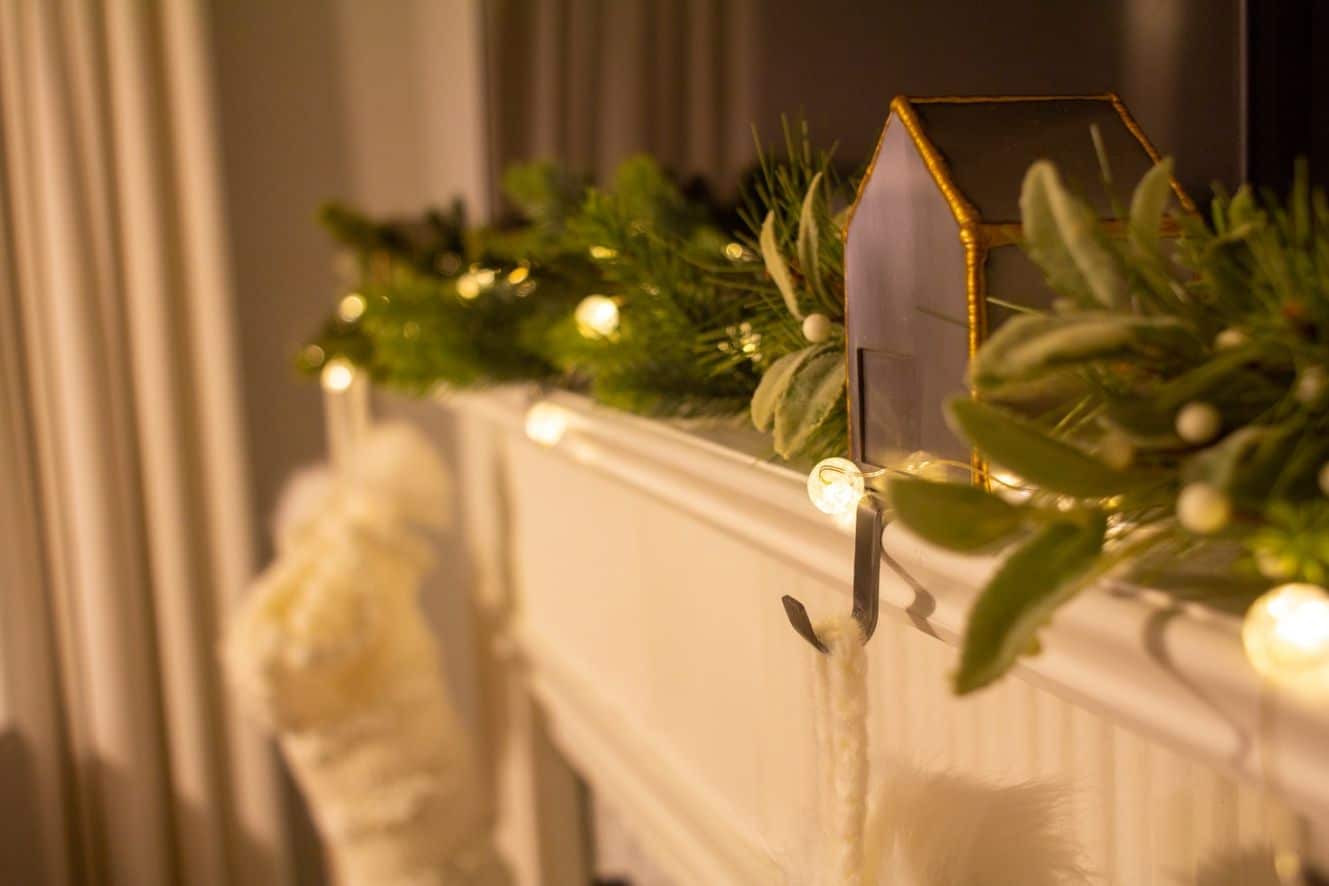 Fireplace Mantel Area with Christmas Decors