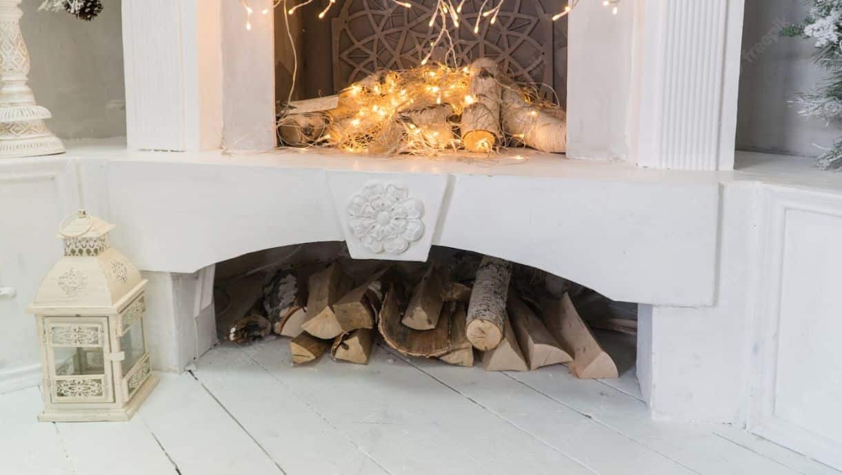 Fireplace mantle with Simple christmas decors