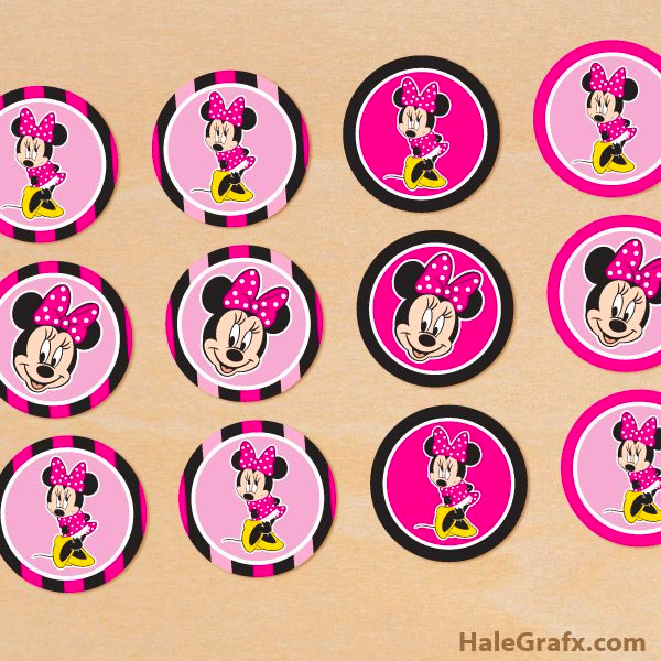 Minnie-mouse-themed birthday party cupcake toppers Minnie-mouse-themed birthday party cupcake toppers