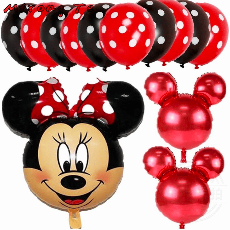 Minnie-mouse-themed birthday party foil balloons Minnie-mouse-themed birthday party foil balloons
