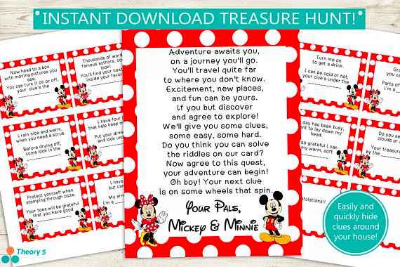 Minnie-mouse-themed birthday party scavenger hunt