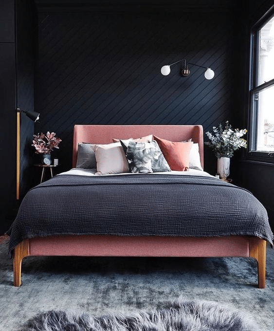 Modern black-and-pink bedroom Modern black-and-pink bedroom