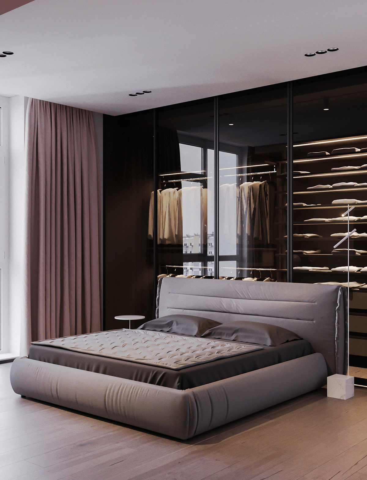 Proper lighting can highlight the glamorous black-and-blush combination Proper lighting can highlight the glamorous black-and-blush combination