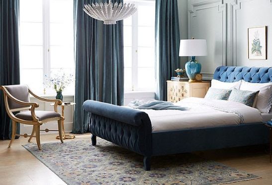 blue velvet bedroom ideas