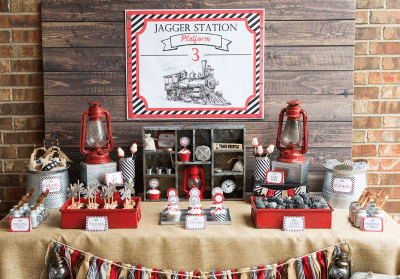A vintage train-themed birthday party for all adults