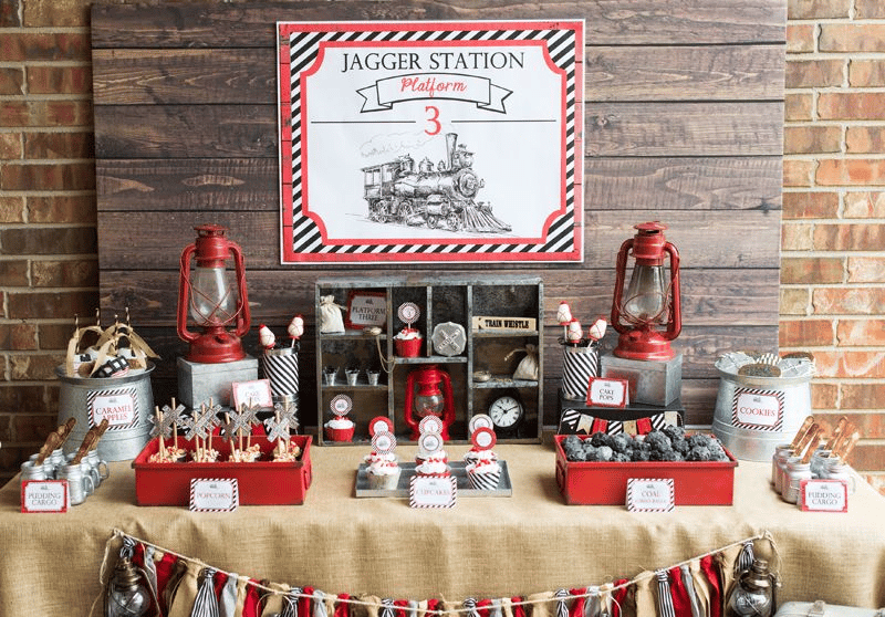 A vintage train-themed birthday party for all adults A vintage train-themed birthday party for all adults