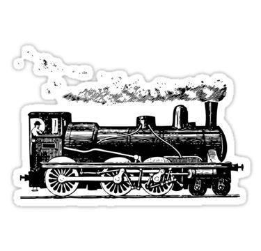A vintage train-themed birthday party sticker