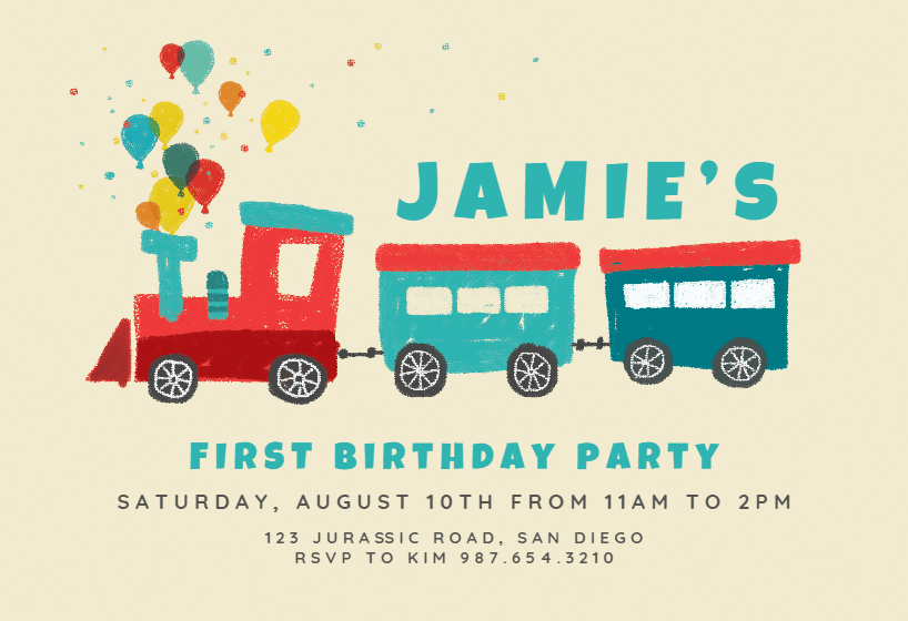 A vintage train-themed birthday party invitation A vintage train-themed birthday party invitation