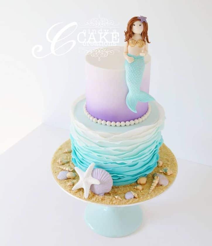 mermaid birthday theme cake