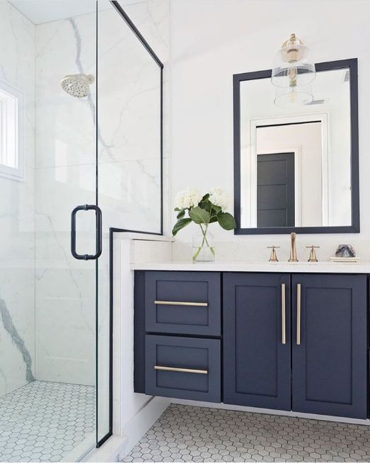 navy blue vanity bathroom ideas