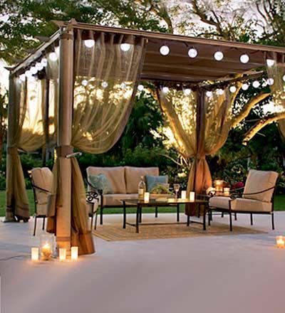pergola with curtains and lights pergola with curtains and lights