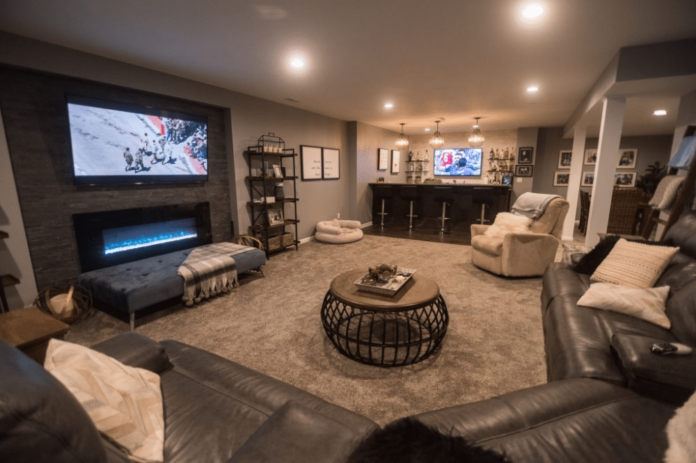 Finished basement man cave