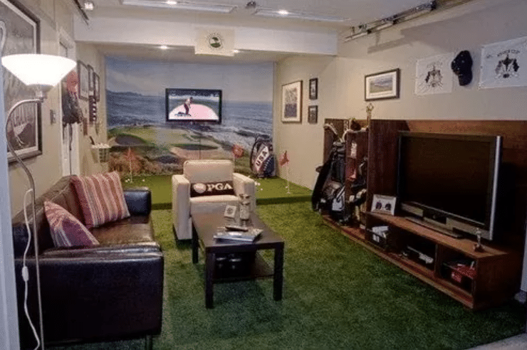 Half garage man cave ideas