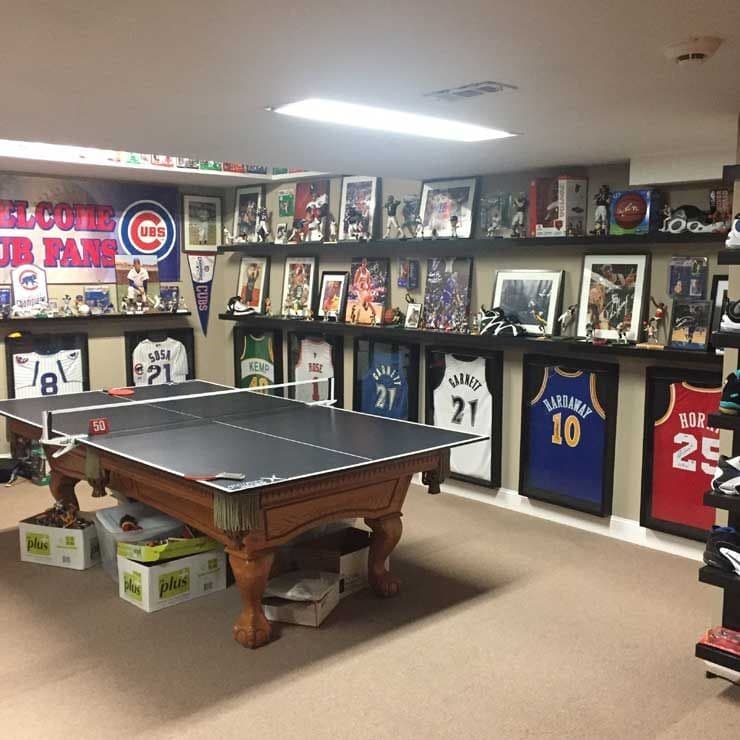 Man cave with memorabilia Man cave with memorabilia