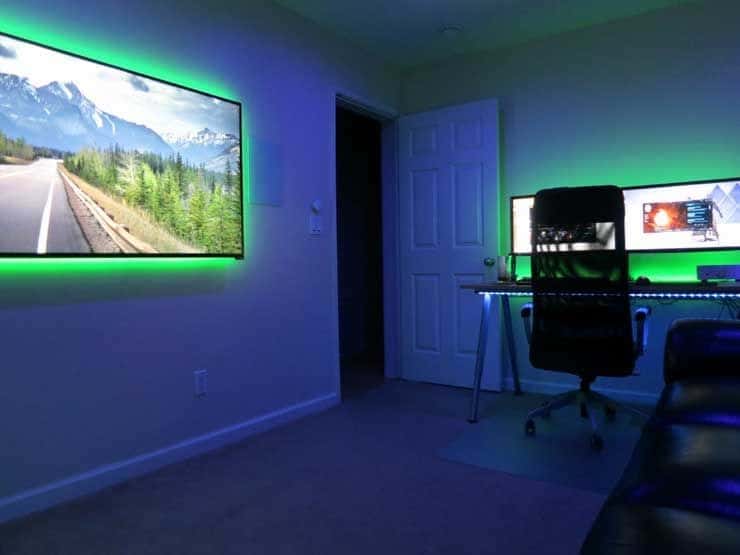 Screening room with LED lights