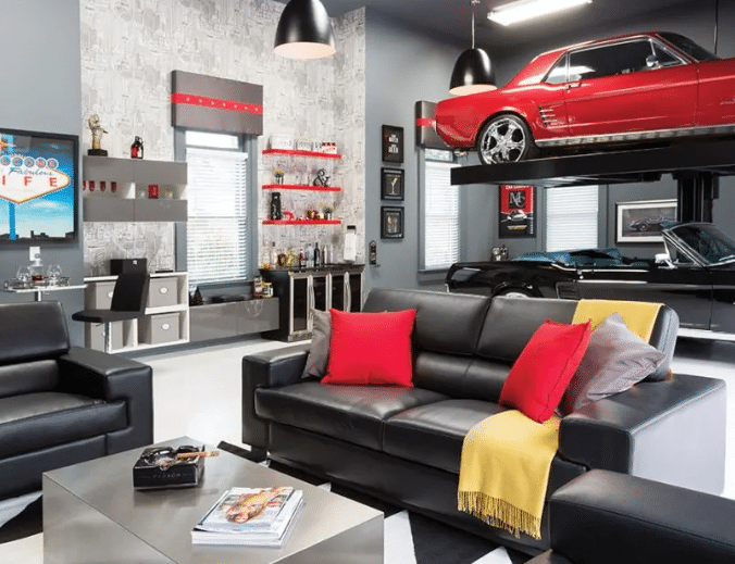 Two-car garage man cave ideas