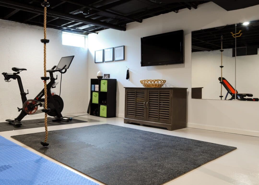 Unfinished basement home gym ideas