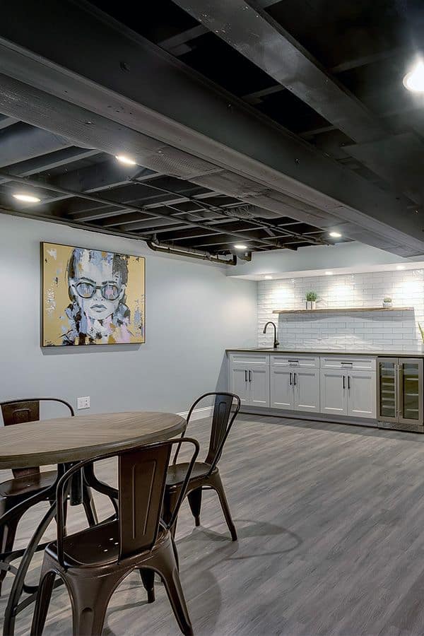 Unfinished basement man cave